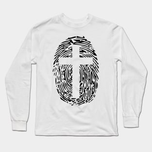 jesus-christ-team jesus- religious - gift - cross fingerprint Long Sleeve T-Shirt